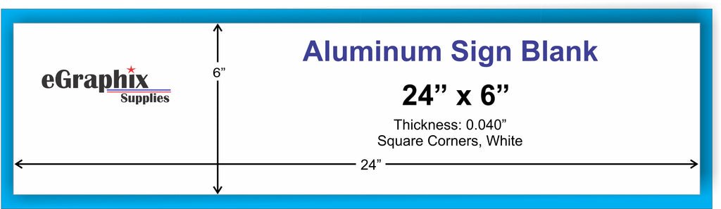 Aluminum Sign Blank, White, 24" x 6" x 0.040", Squared Corner, No holes