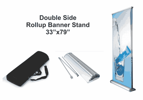 2-Side Deluxe Retractable Stand with 2 Full Color Banners - 33" x 79"