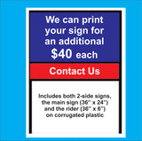 Metal H-Frame for Real Estate Signs 36" x 24" with 36" x  6" Rider - WHITE