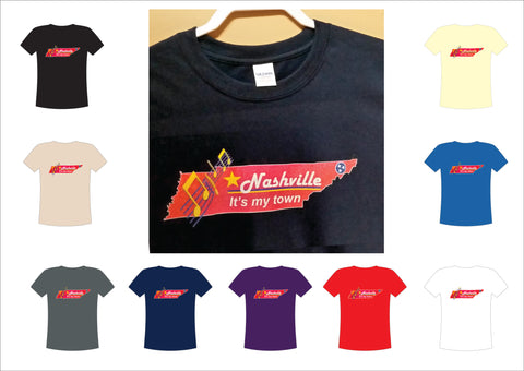 NASHVILLE - "It's my Town" Series - Short Sleeve, Front Artwork Shirt S-2XL