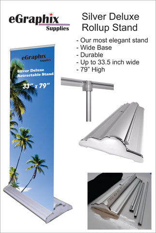 Silver Deluxe Rollup Retractable Banner Stand - Xtra Wide Base