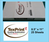 TexPrint R Sublimation Transfer Paper, 20 or 25-Sheet Packs, For Ricoh & Virtuoso