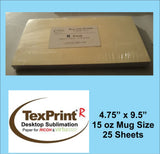 TexPrint R Sublimation Transfer Paper, 20 or 25-Sheet Packs, For Ricoh & Virtuoso