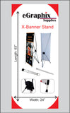 X-Banner Stand (Display) with Custom Color Banner, 24"x63"